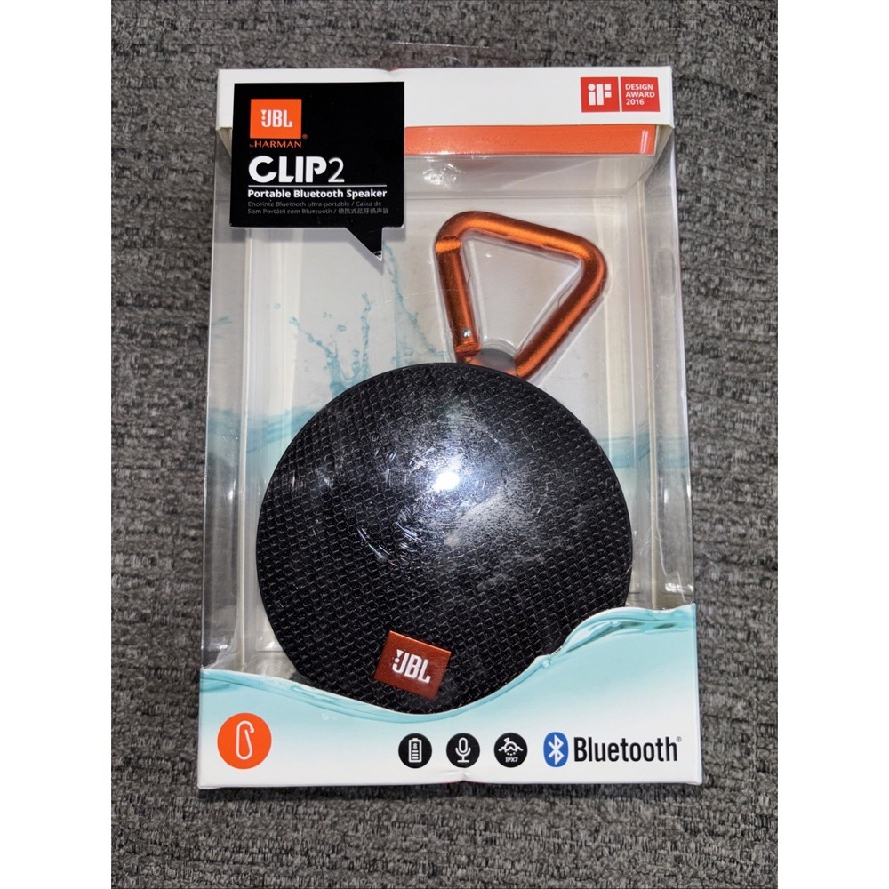 JBL Clip 2 Portable Bluetooth Speaker Waterproof 8 Hours Playtime Black